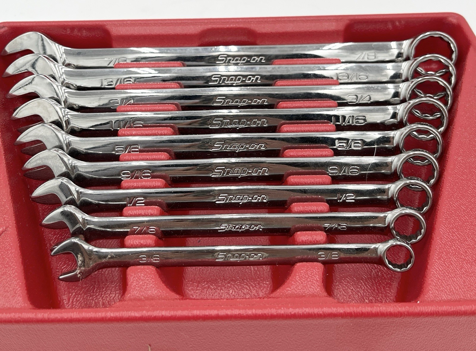 Snap On Tools 9 pc 12-Point SAE Flank Drive® Combination Wrench Set (3/8–7/8′)