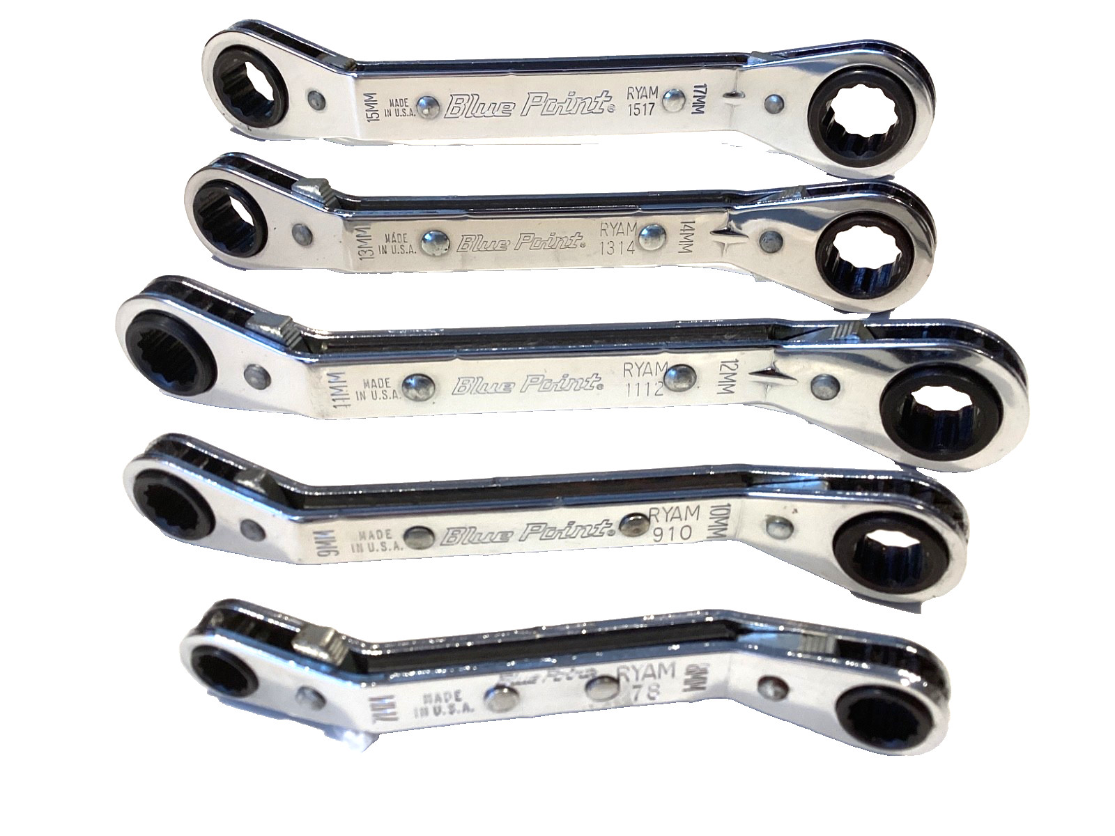 BLUE POINT By SNAP ON NEW 5 Piece Metric Offset Ratchet Box Wrench Set RBYAM605
