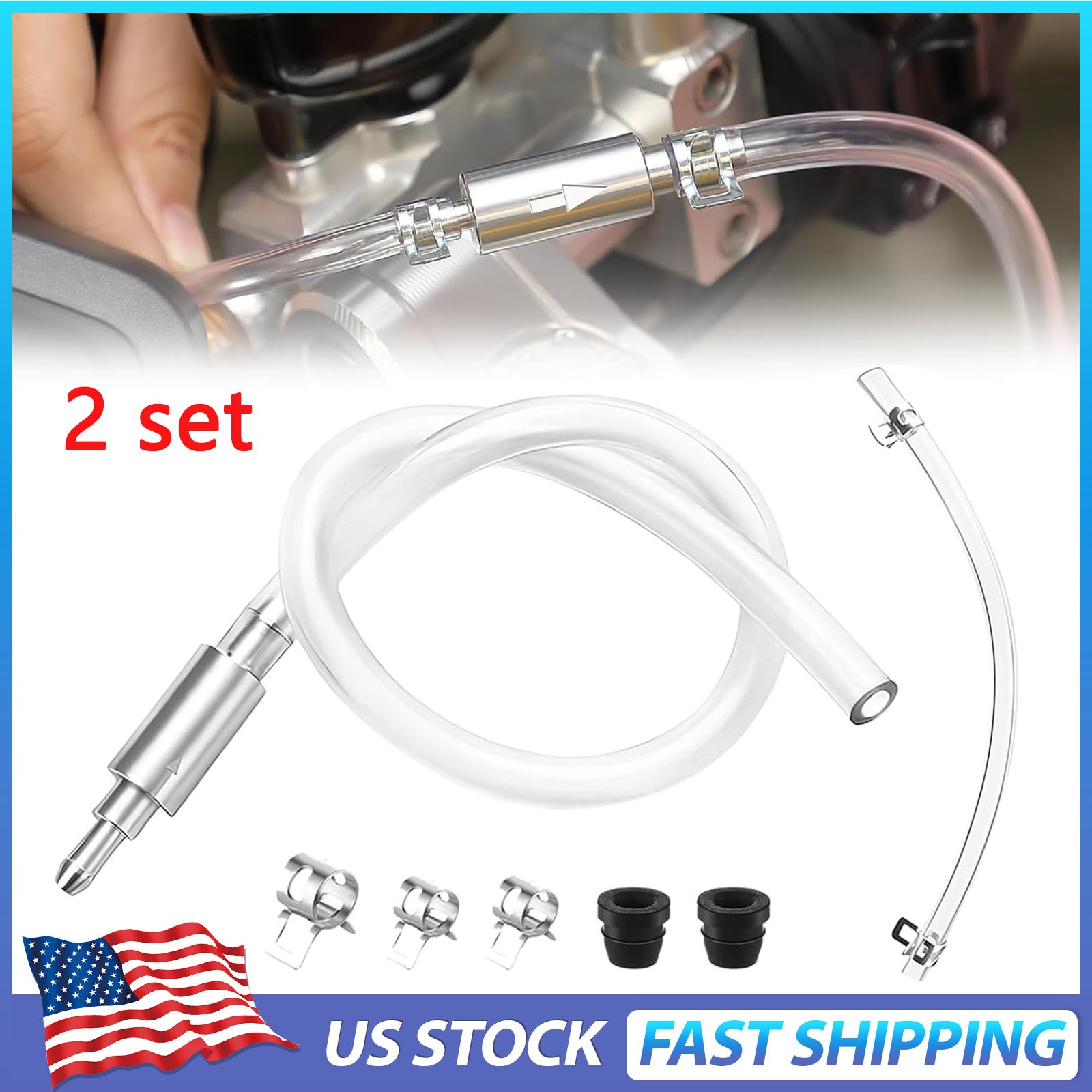 2x Brake Clutch Bleeder Kit W/ One Way Valve Hose Vacuum Fluid Extractor Tool