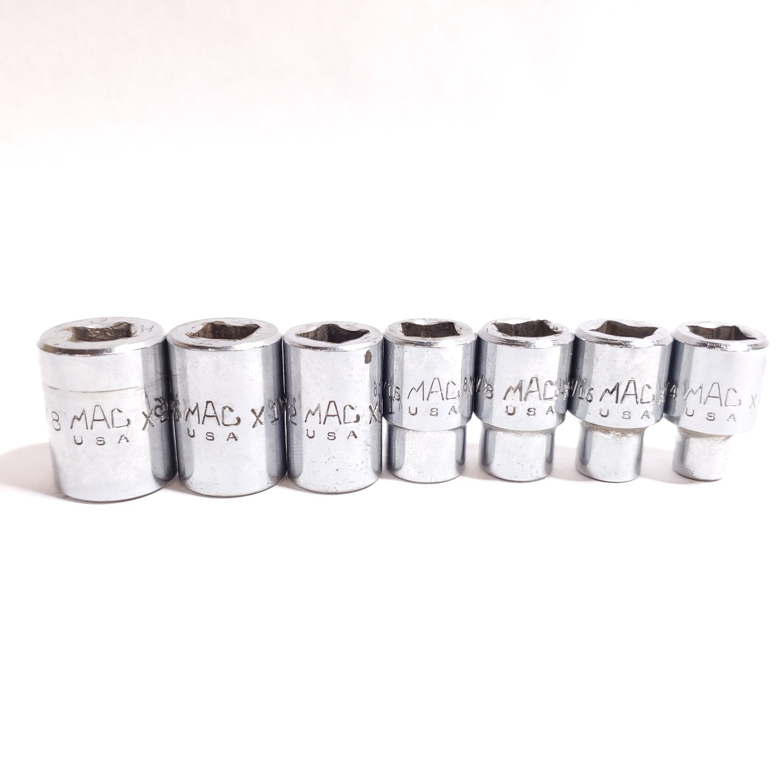 MAC Tools 7 pc. 3/8″ Drive SAE Shallow Socket Set 5/8 – 1/4 6-point X206 – X86