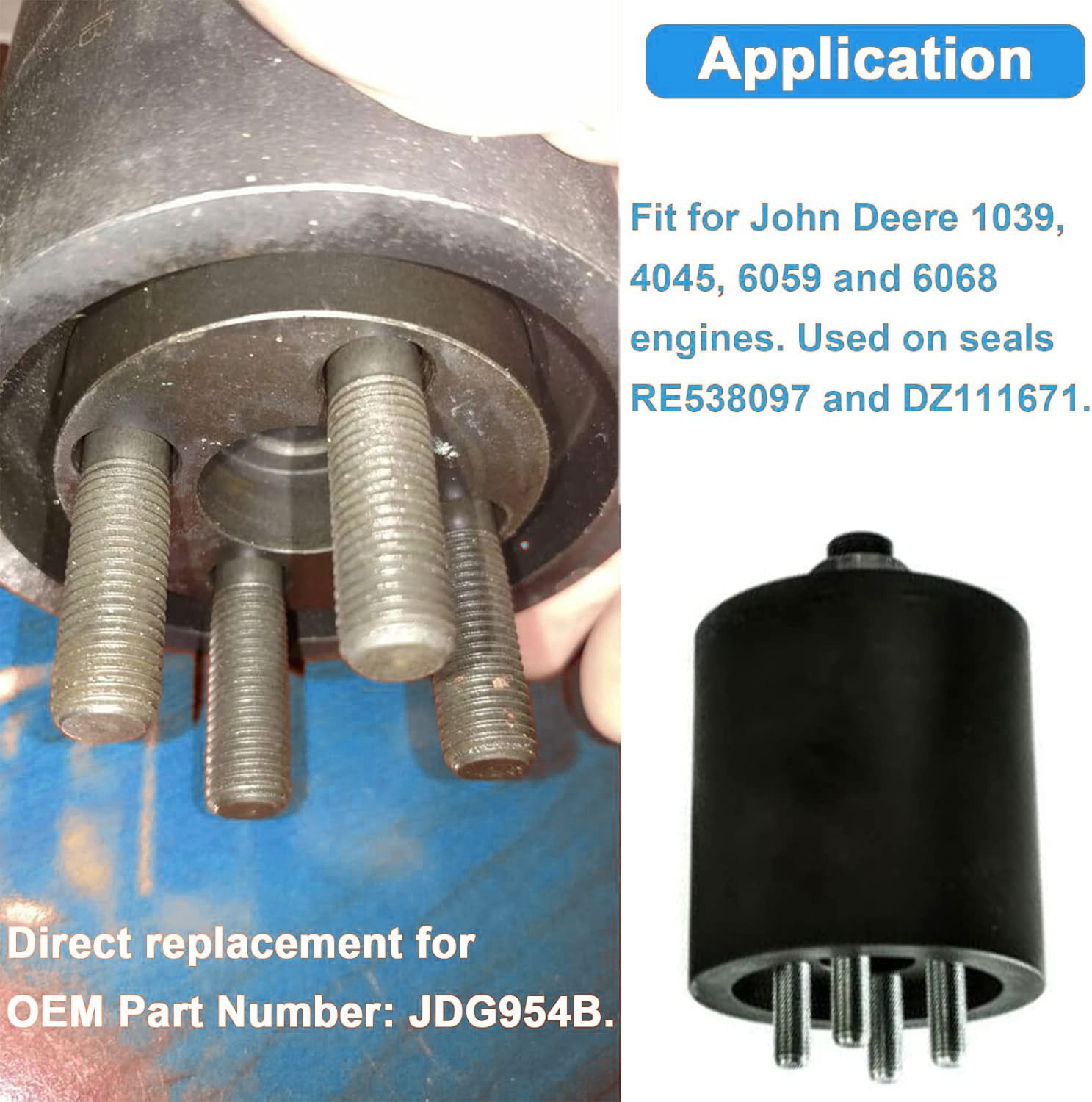 JDG954B for John Deere 1039 4045 6059 Crankshaft Gear+Front Crank Seal Installer