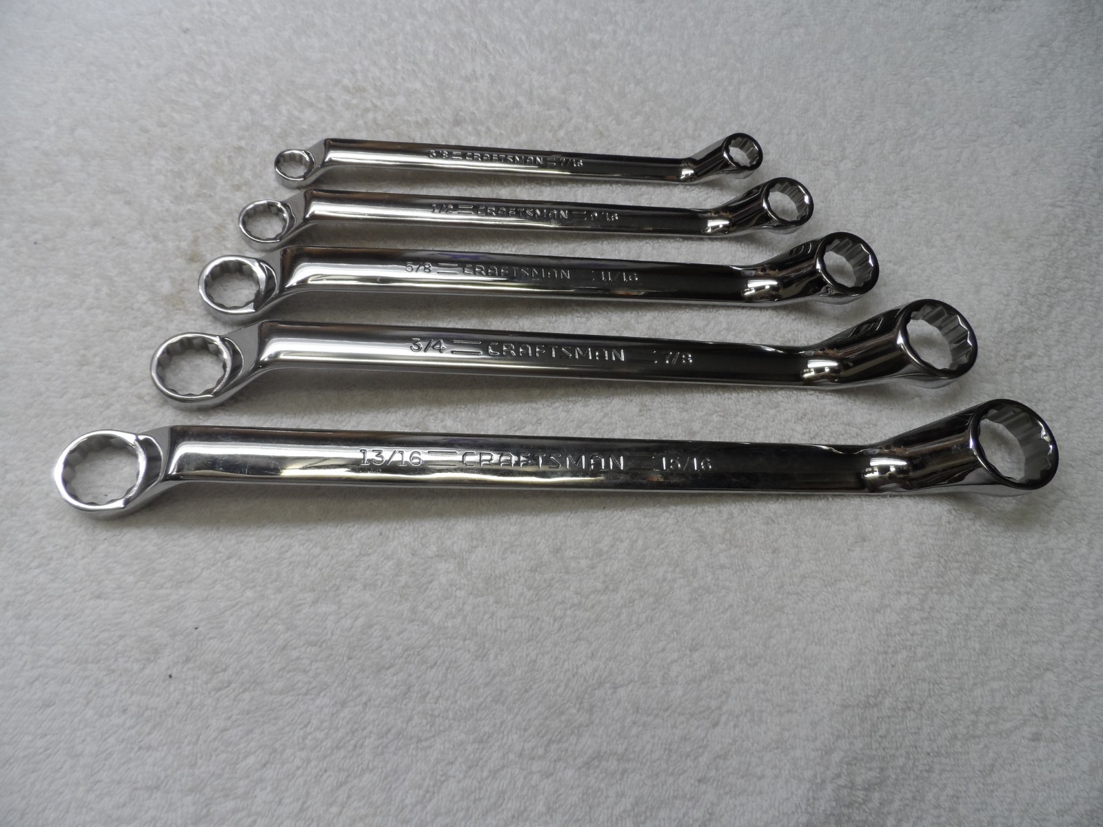 Craftsman Professional USA NOS Deep Offset Full Polish SAE Wrench Set – 5 pcs