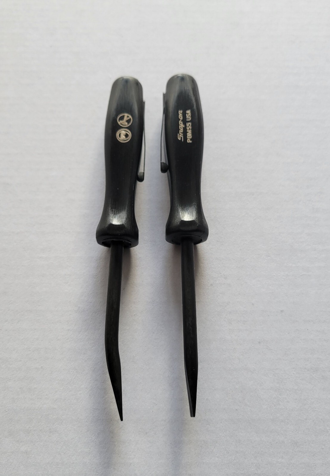 SNAP-ON Tools NEW 2pc BLACK 5″ STRAIGHT & BENT Mini Pocket Prybar Set Free Ship