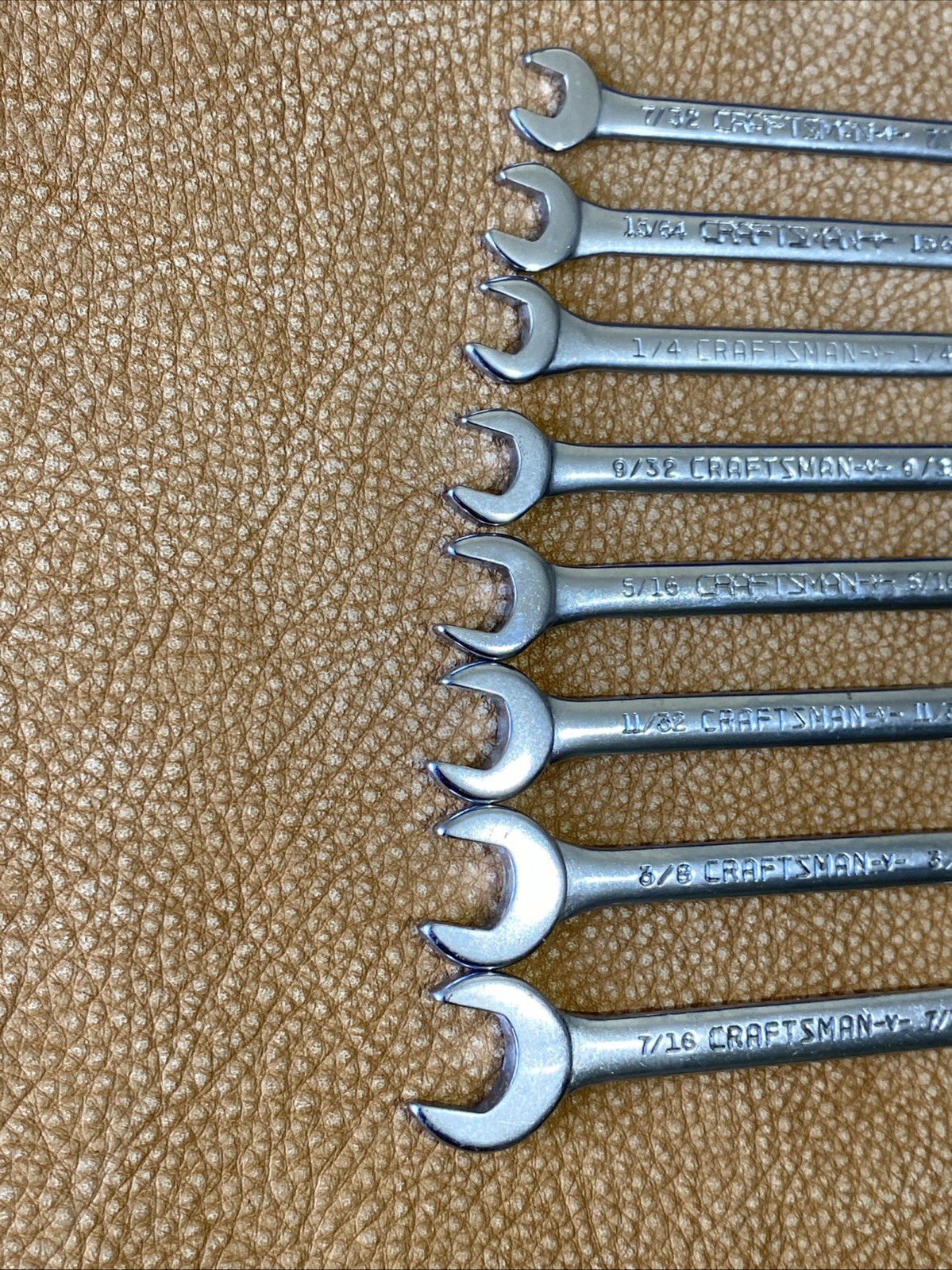 Craftsman 4306 V-Series SAE 8pc. Open End Ignition Wrench Set Vintage CROWN LOGO