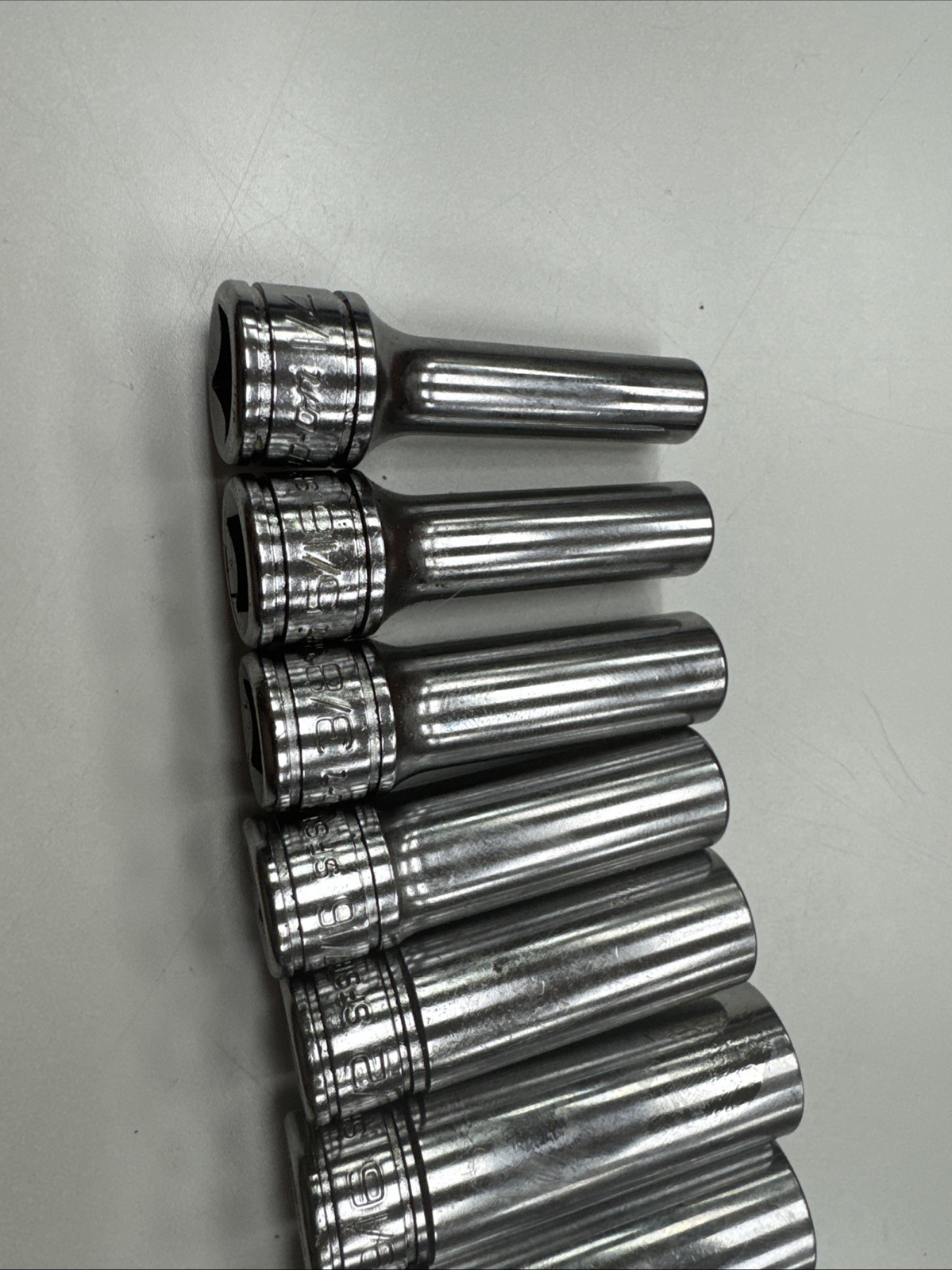 For Snap-on Tools 11pc 3/8″ Drive SAE 6 Point Deep Chrome Socket Set 211SFSY