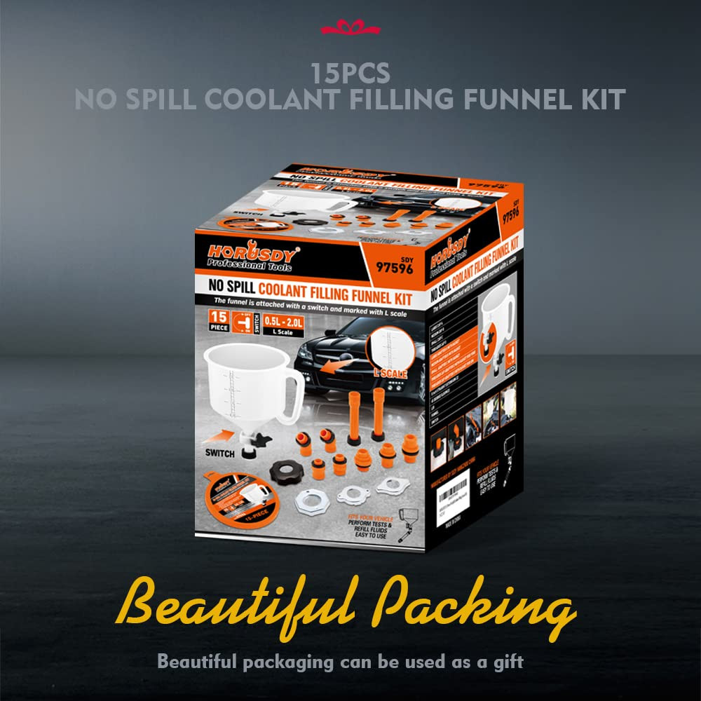 No-Spill Coolant Funnel Kit with Valve Switch, Radiator Bleeder Funnel Kit