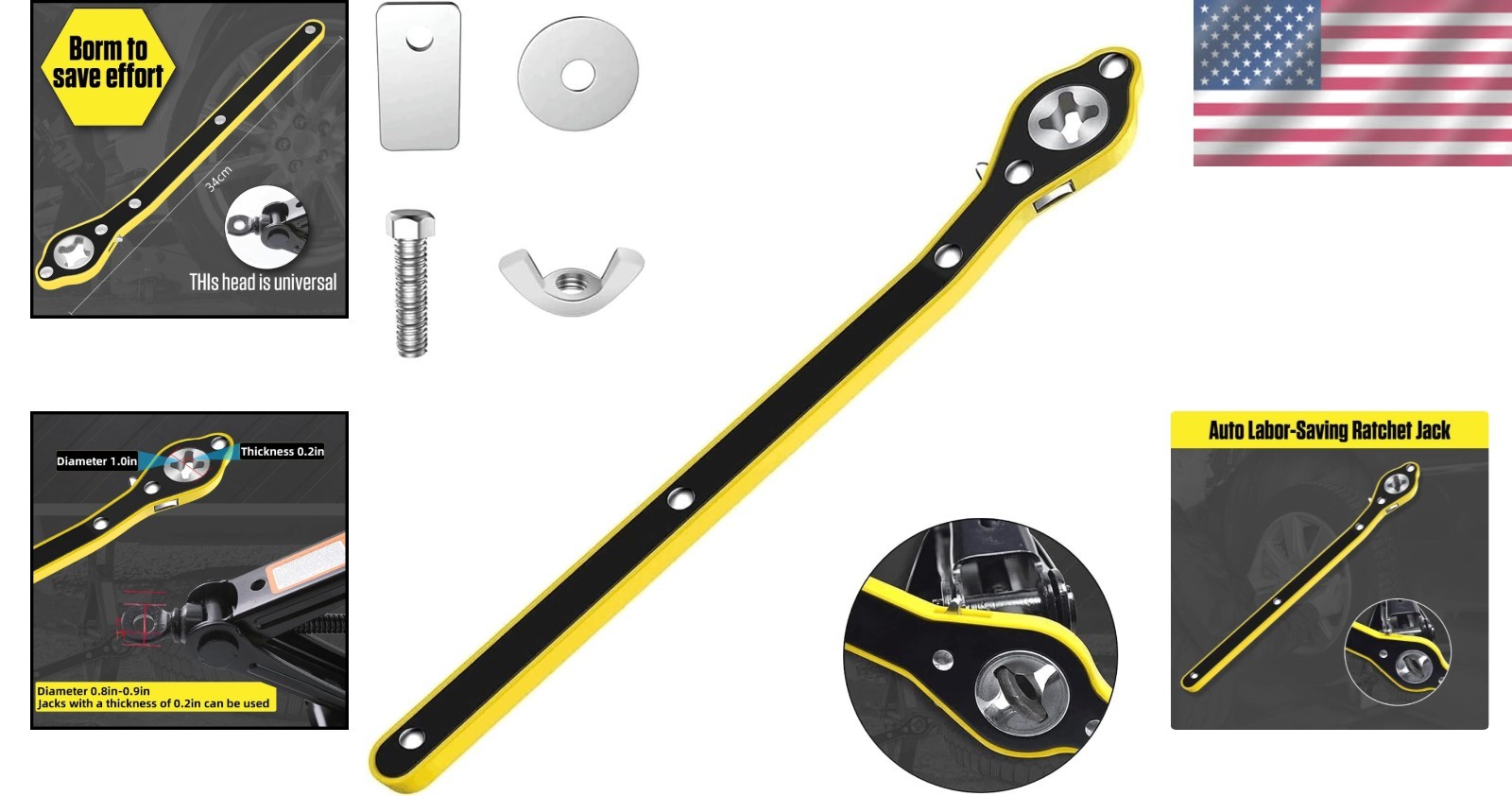 Durable Labor-Saving Wrench with Rotating Head for Easy Tire Changes