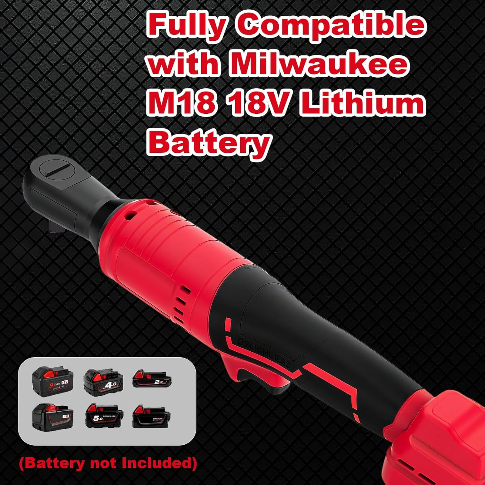 3/8″ Ratchet Wrench Compatible with Milwaukee 18v Battery,Brushless Motor 400rpm