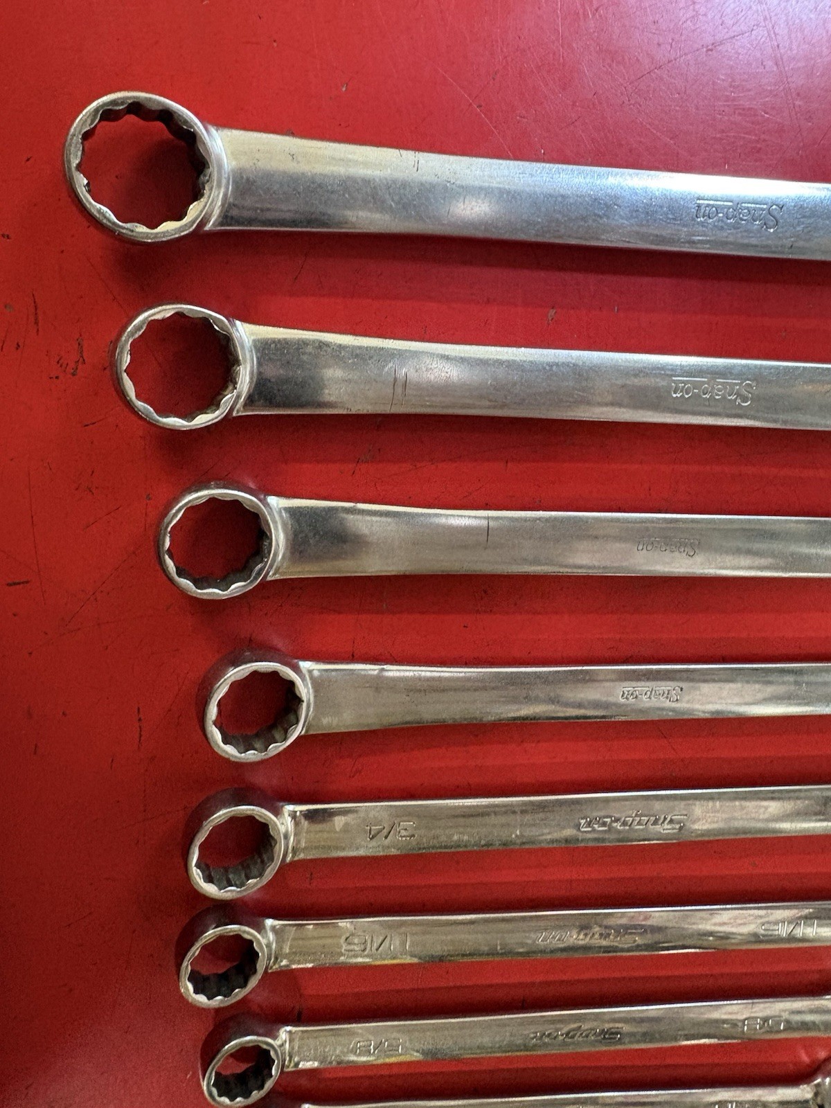 Snap On USA Combination Wrench OEX Set 11 Piece SAE 12 Point 3/8″ Thru 1″