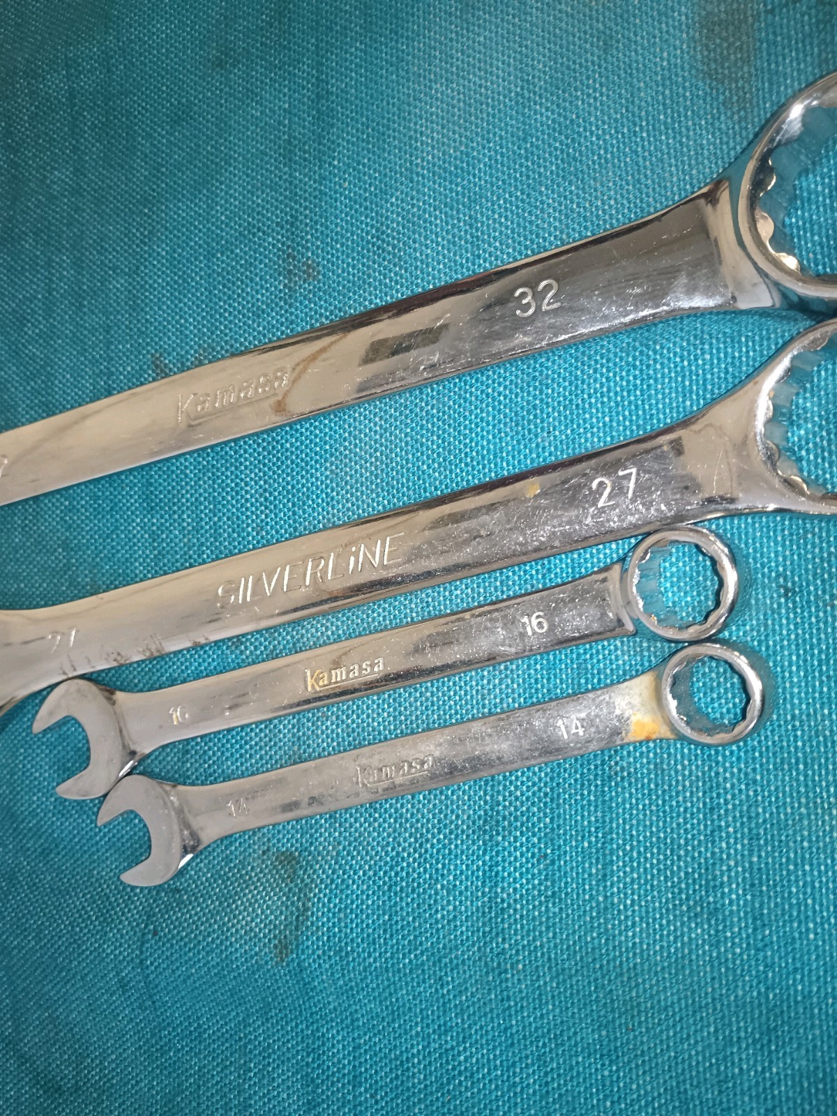 SilverLine Kamasa Spanners 14-32mm Metric x4 Mechanic Tools Job Lot Replacements