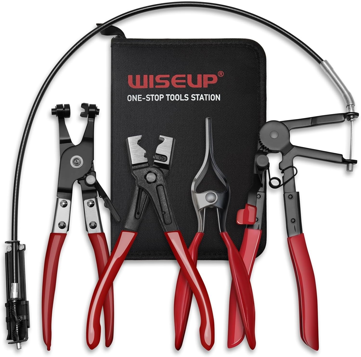 Wiseup 4-Piece Heavy-Duty Hose Clamp Pliers Set for Automotive & Industrial Use