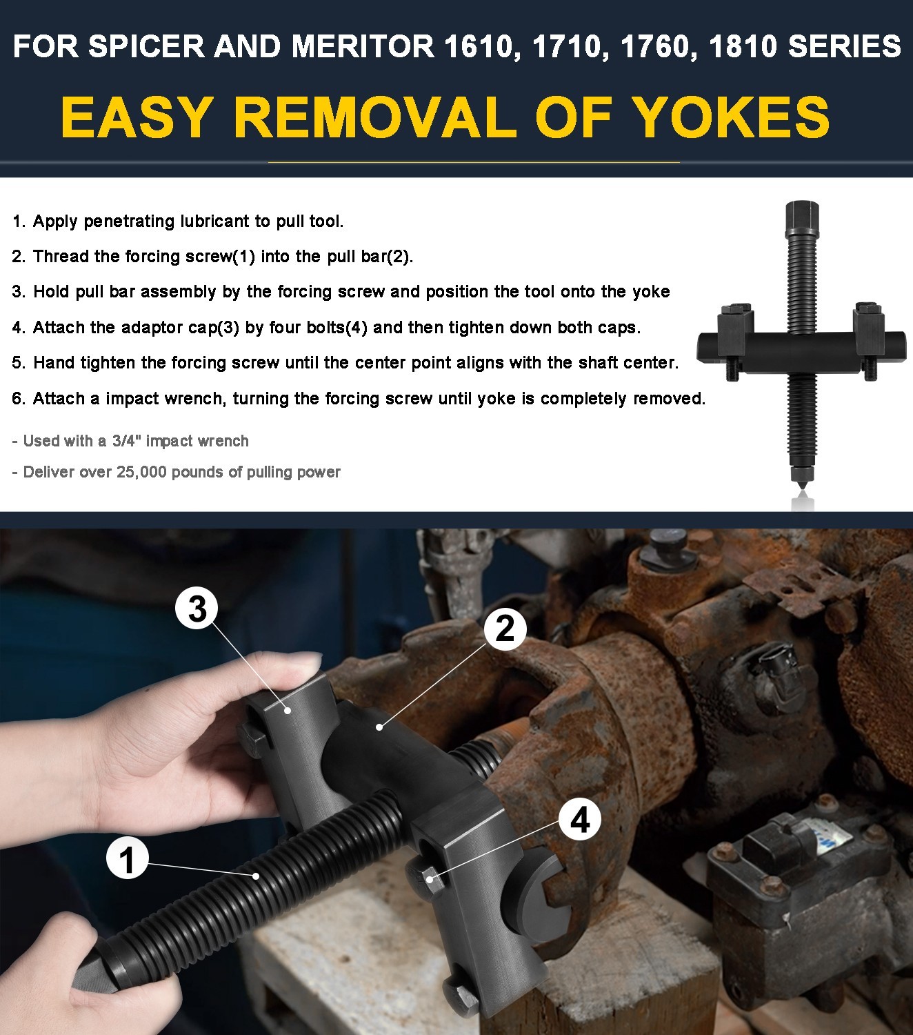10803 Yoke Puller Tool Heavy Duty For Semi Trucks, Class 6-8 Trucks & Equipment