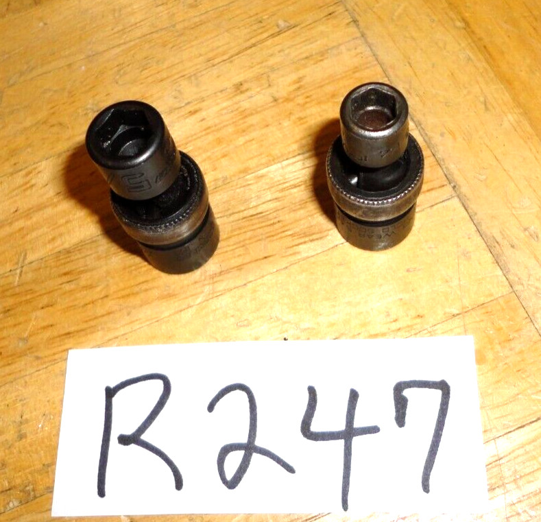SNAP-ON TOOLS 2 PIECE 1/4 DRIVE SWIVEL IMPACT SOCKETS 1 USED 1/4 AND 1 NEW 5/16