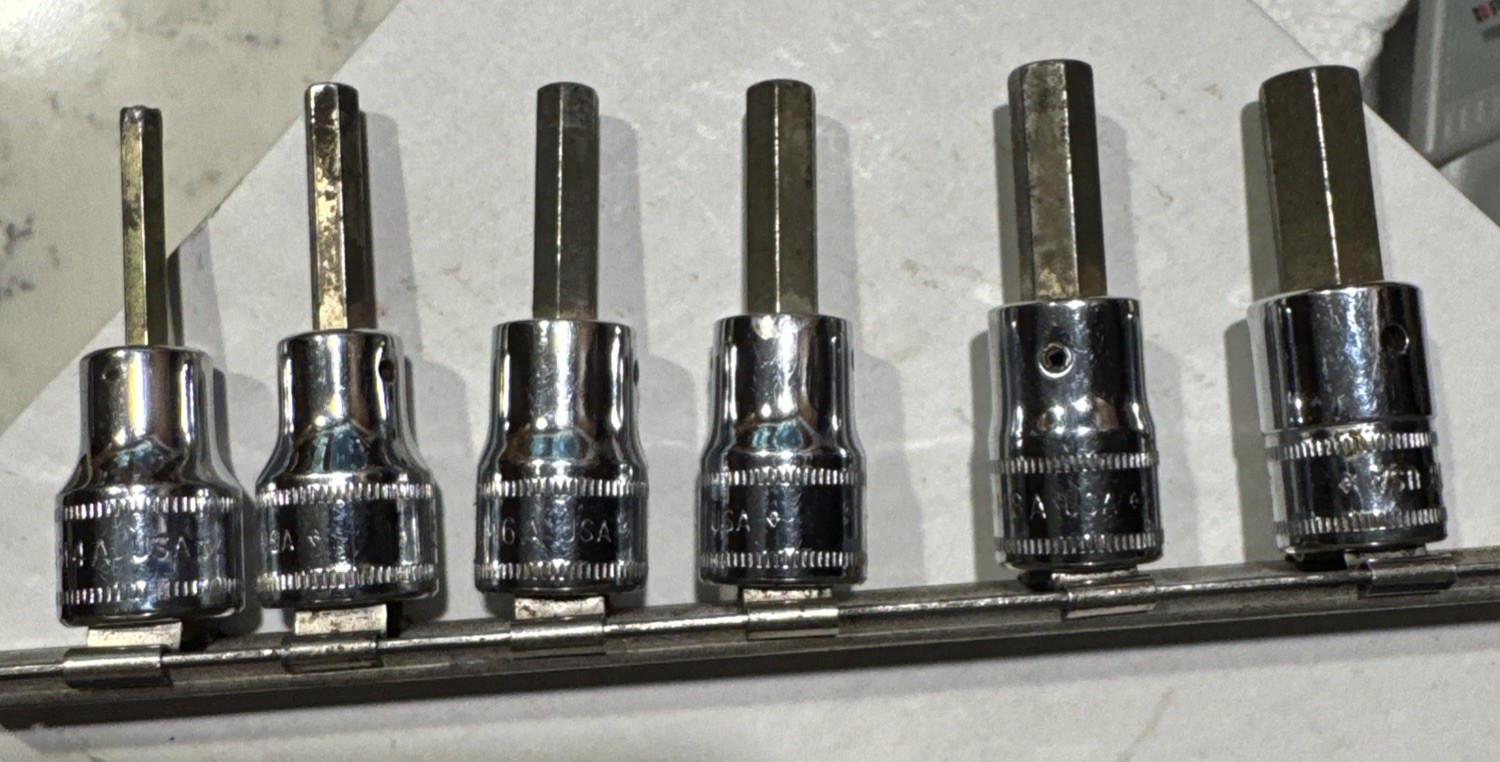 Snap-On 6 pc 3/8″ Drive Metric Hex Bit / Allen head Socket Set 4,5,6,7,8,10 mm