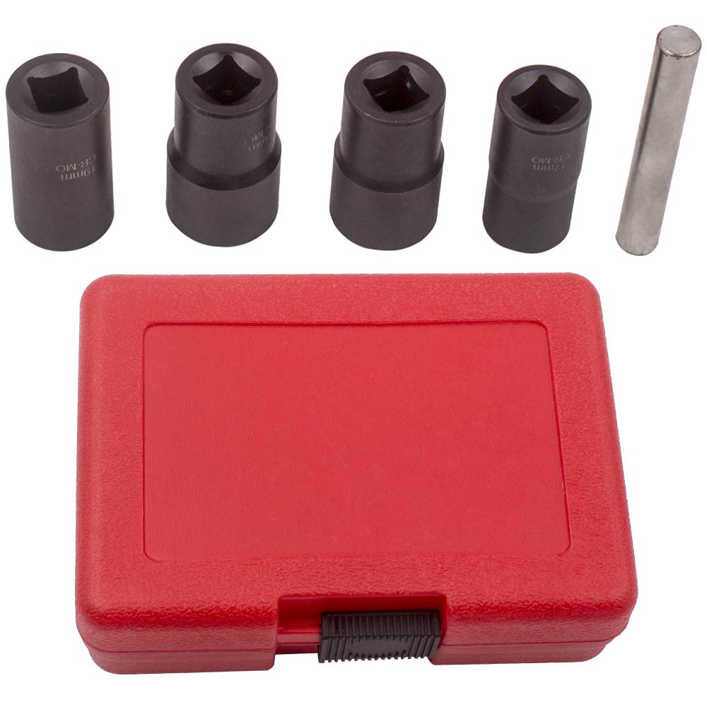 Twist Socket Damaged Worn Lug Nut Lock Extractor Tool Kit 21mm 22mm 5 pcs US