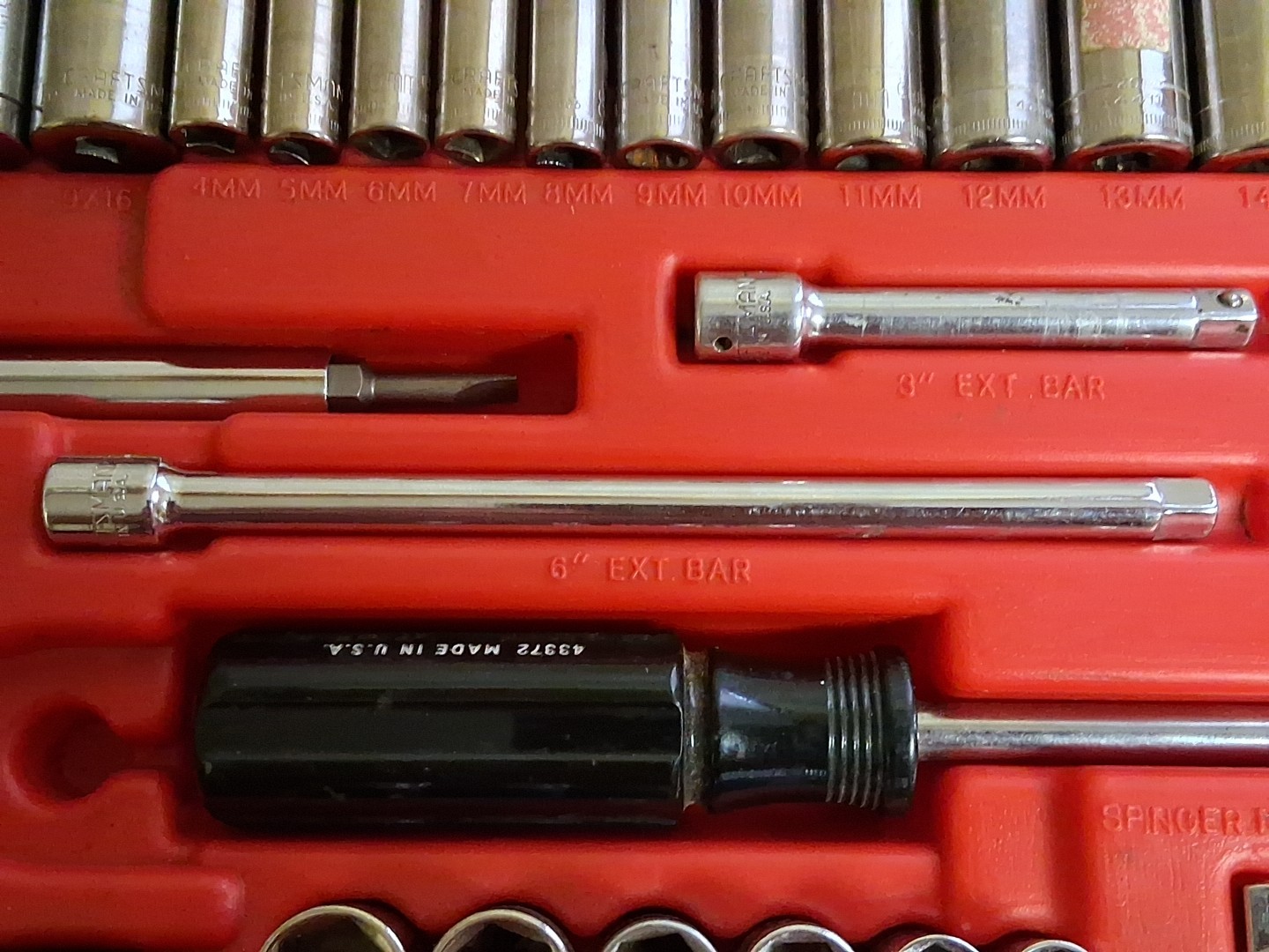 Craftsman Mechanics Socket Wrench Set Drawer Metric & SAE G, V, EE 1/4″ Dr