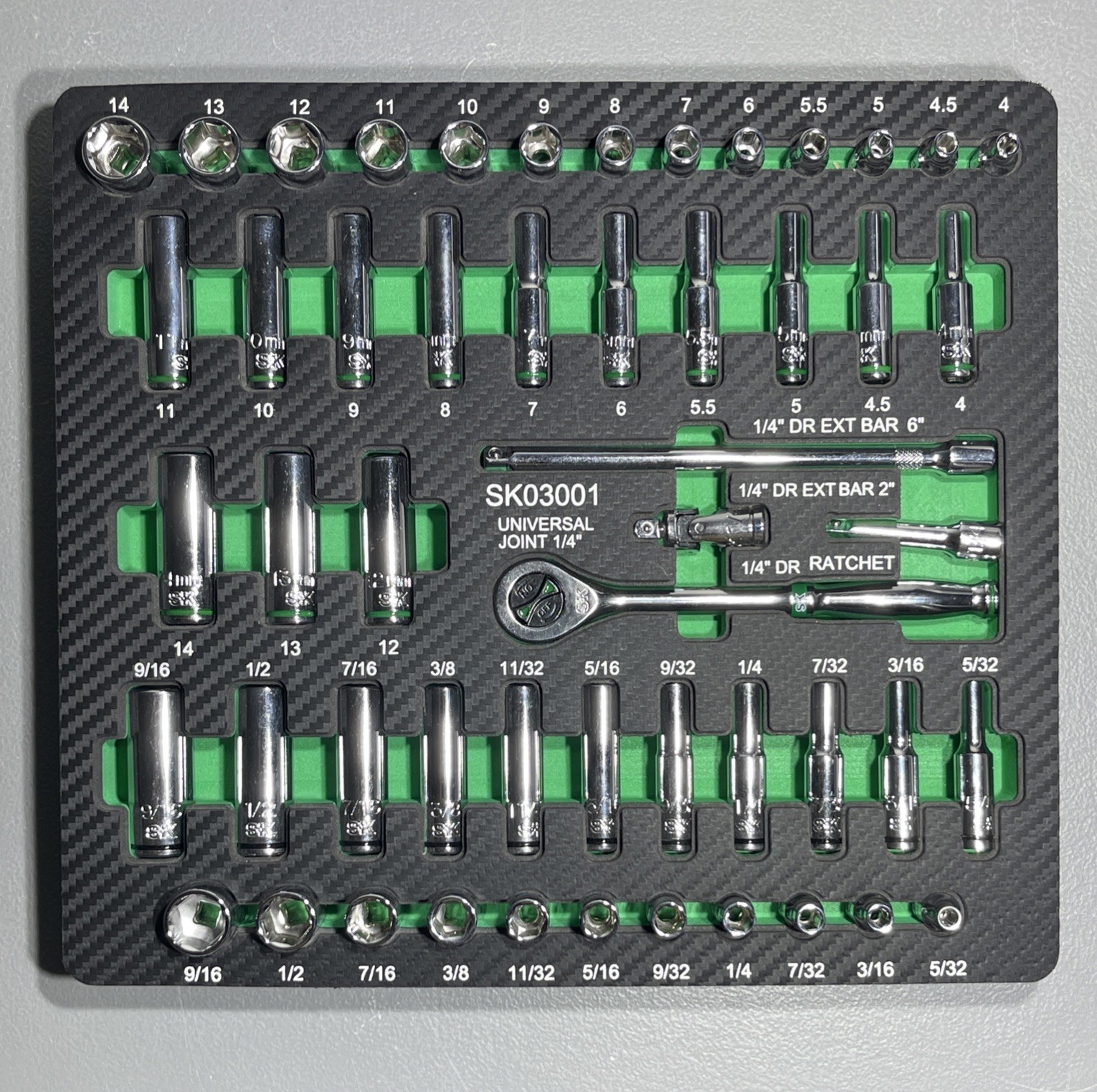 SK Professional Tools 52 Piece 1/4” Drive Socket Set SK03001AE Metric & Standard
