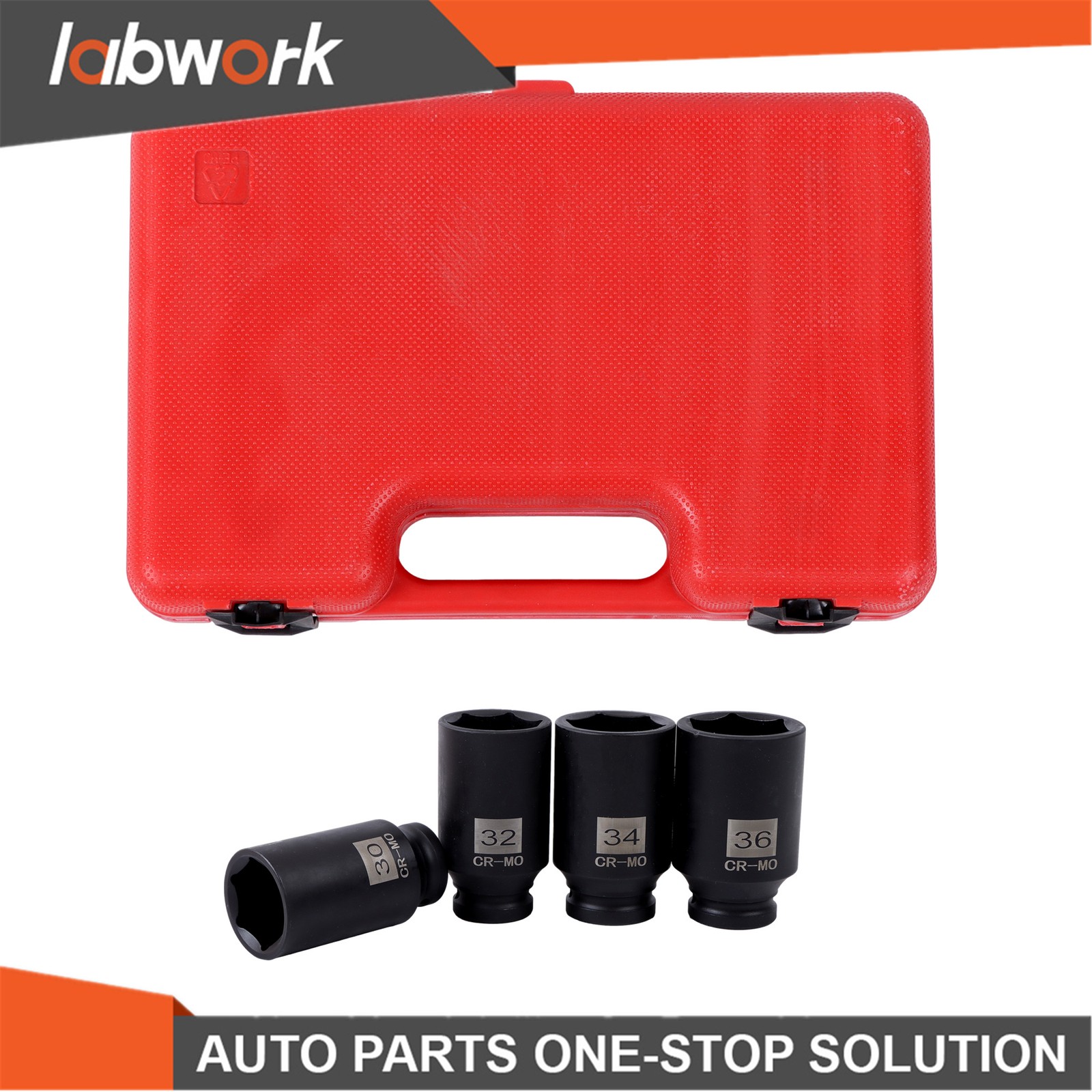12 Point 30 32 34 36mm 1/2″ Drive Deep Spindle Axle Nut Impact Socket Set