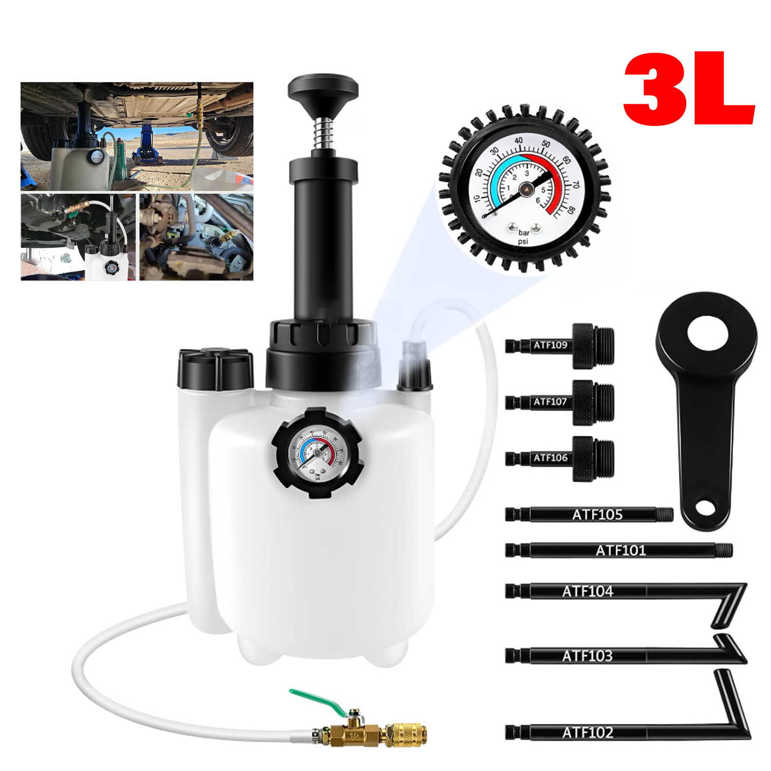 3L Transmission Fluid Pump Oil Manual Tool With 8pc ATF Adaptors Filler System