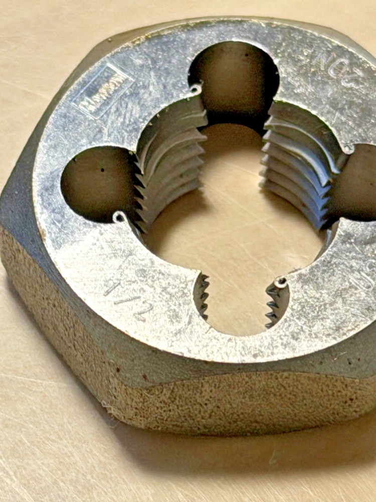 6545 1/2-20 X 1″ NF Hex Die Irwin Hanson CS USA RH Rethreading Carbon Steel