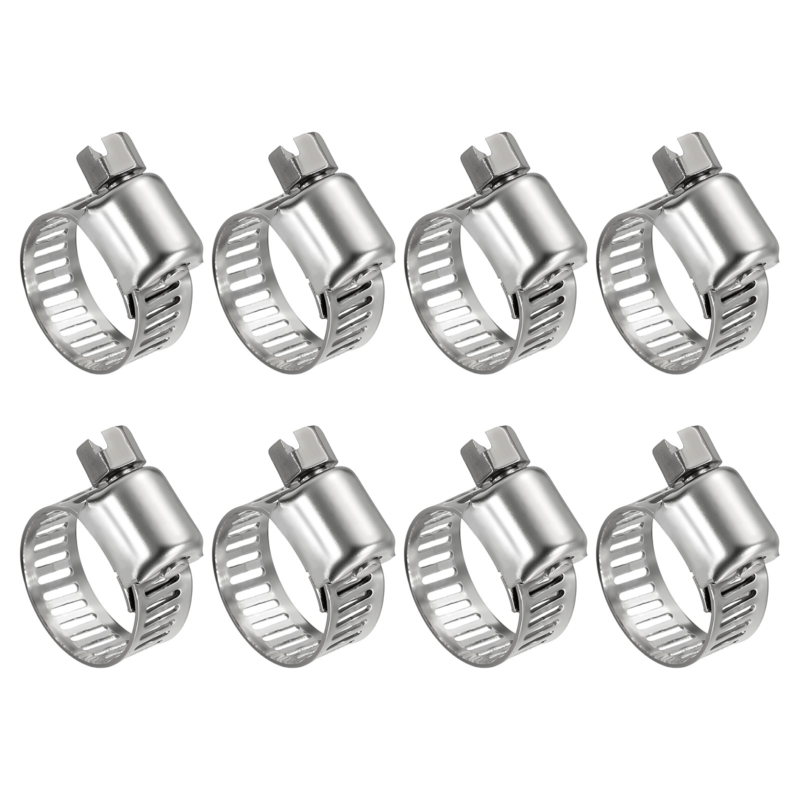 8 Pack Stainless Metal Hose Clamps, Large Adjustable from 0.4″ – 0.6″