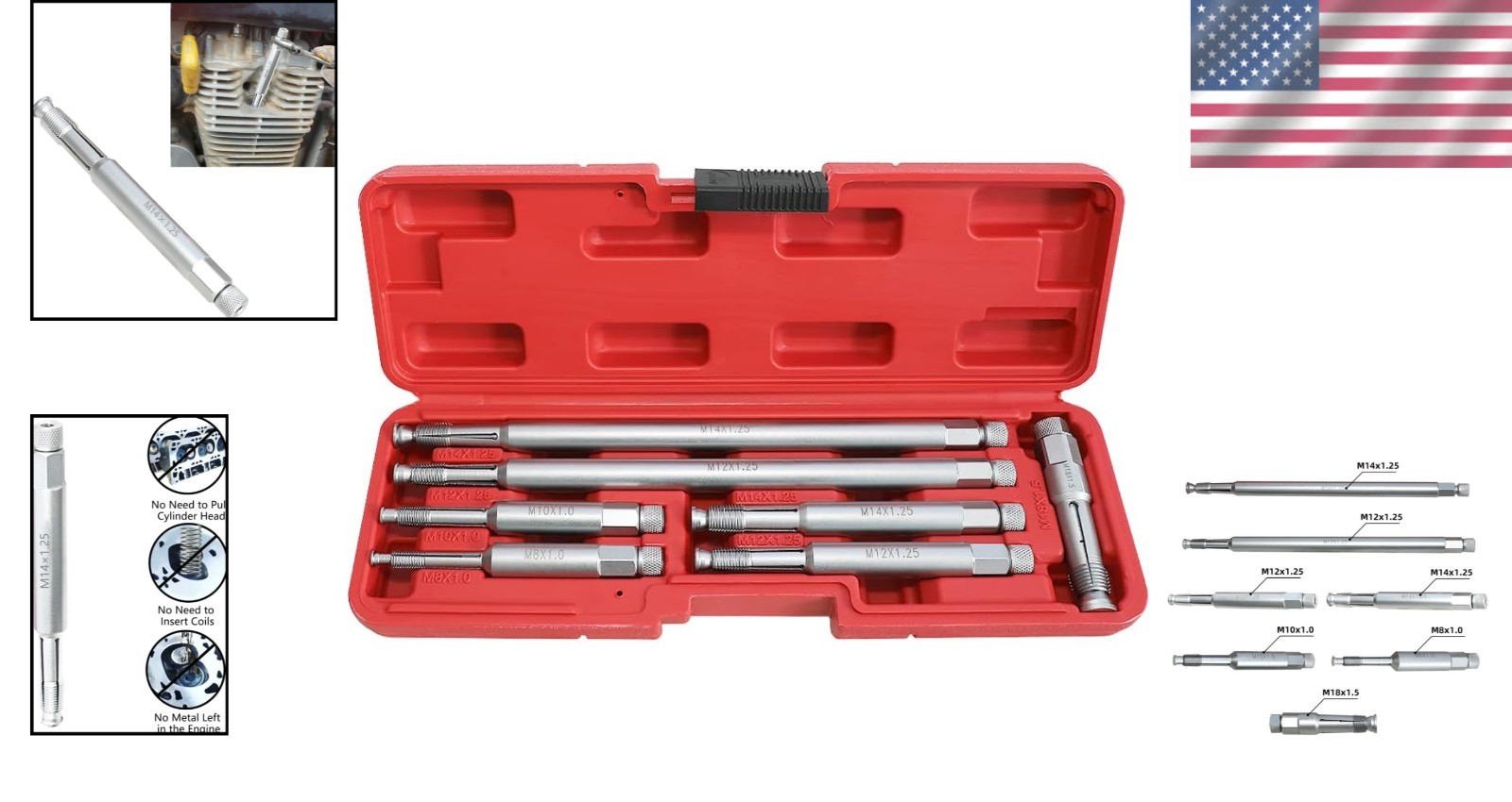 Efficient Spark Plug Thread Repair Tool Set – Prevents Shavings Damage to Engine