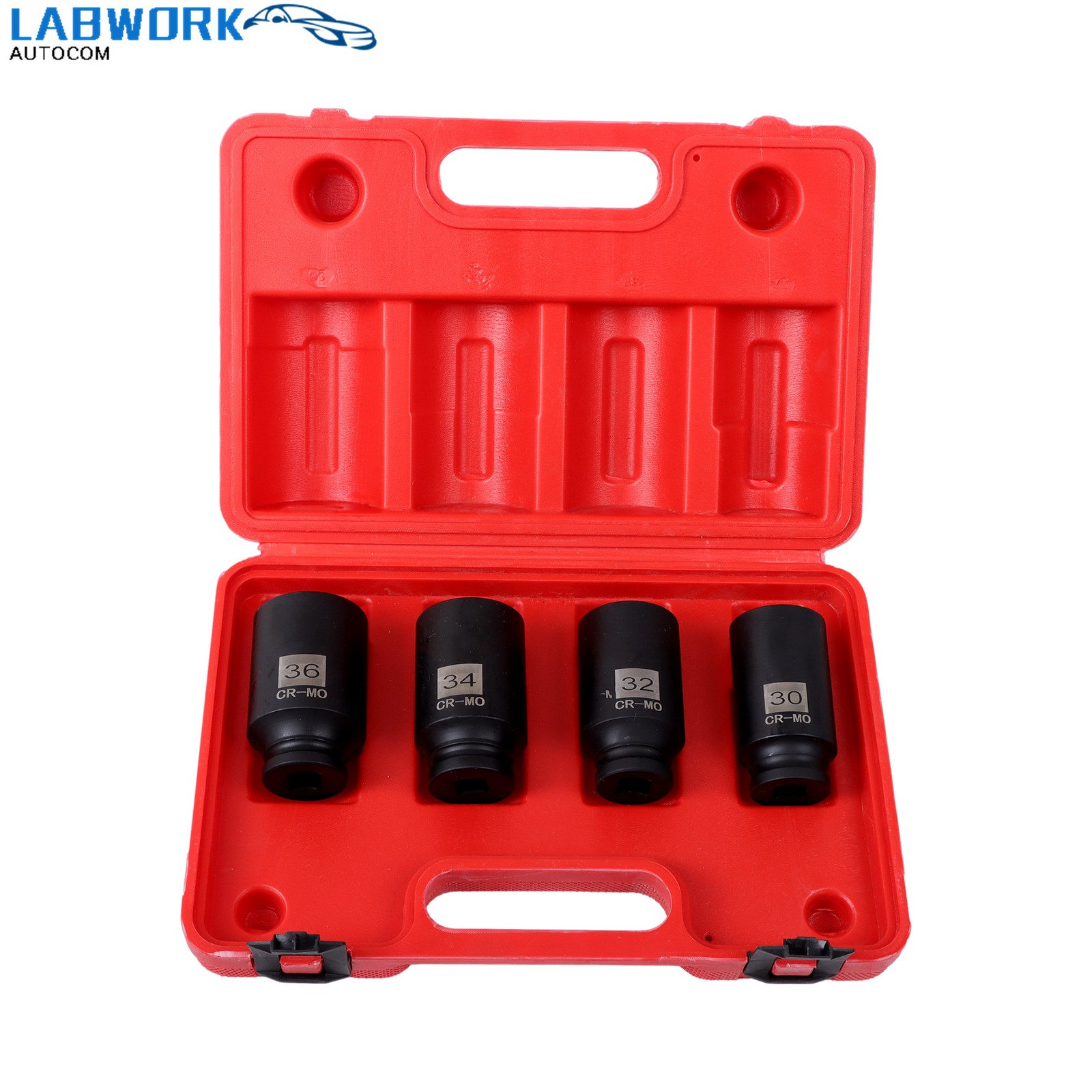 12 Point 30mm 32mm 34mm 36mm 4Pcs 1/2″ Drive Spindle Axle Nut Socket Set