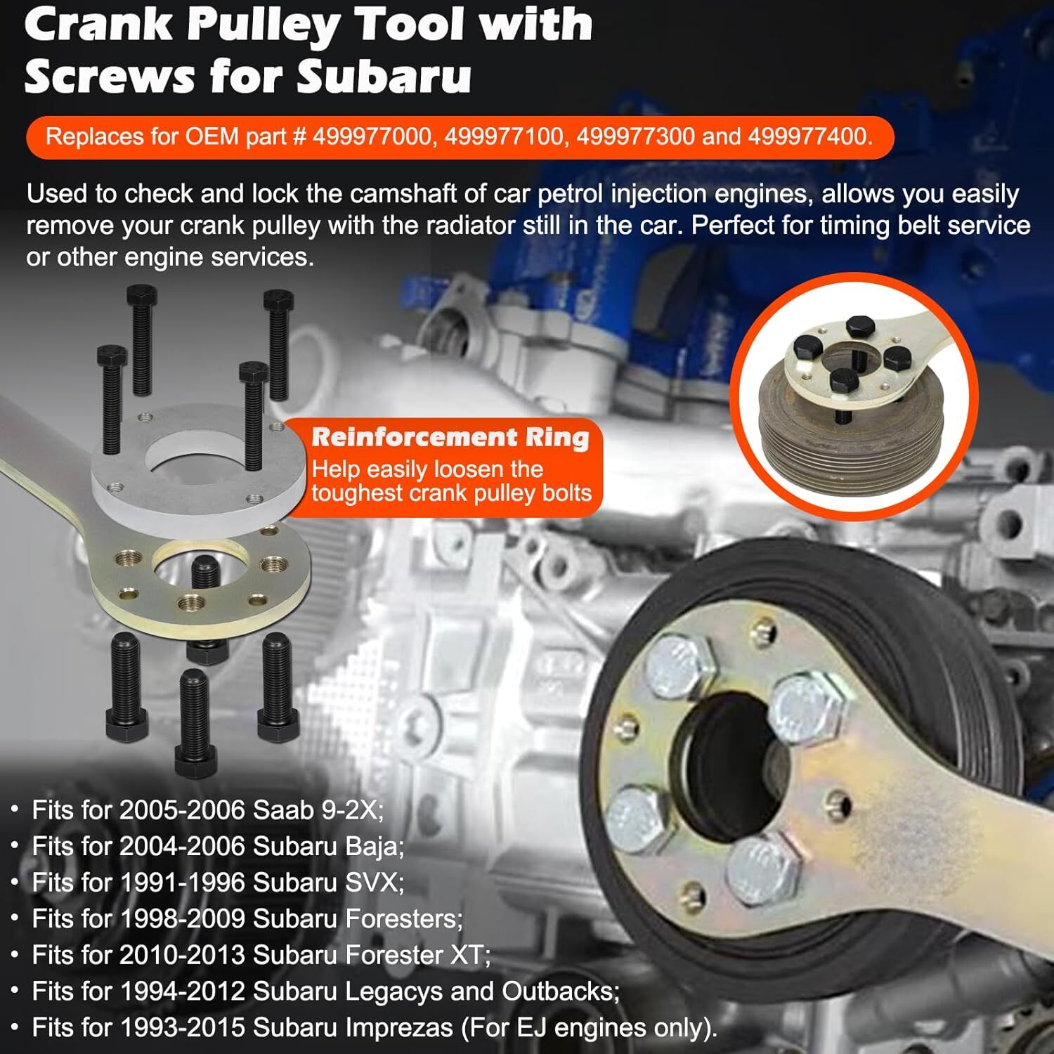 Cam Gear Lock Tool+Crank Pulley Tool+STD Cam Sprocket Tool Kit For Subaru STD