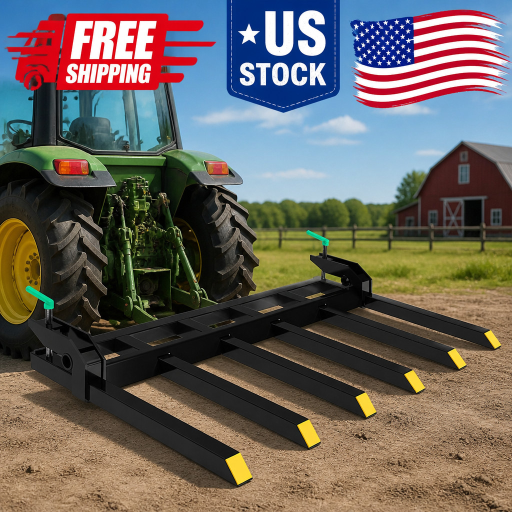 Clamp-On Debris Forks for 60″ Bucket – 4000 lbs Loader & Tractor Pall Duty Heavy