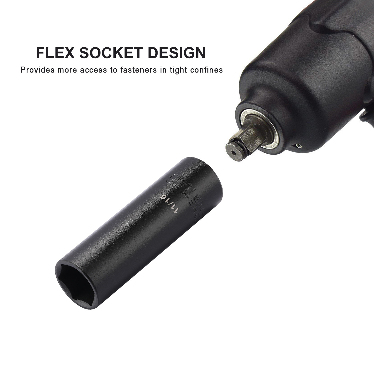 1/2″ Drive Deep Impact Socket Set, 6-Point,SAE 3/8 Inch to 1Inch 11 PCS