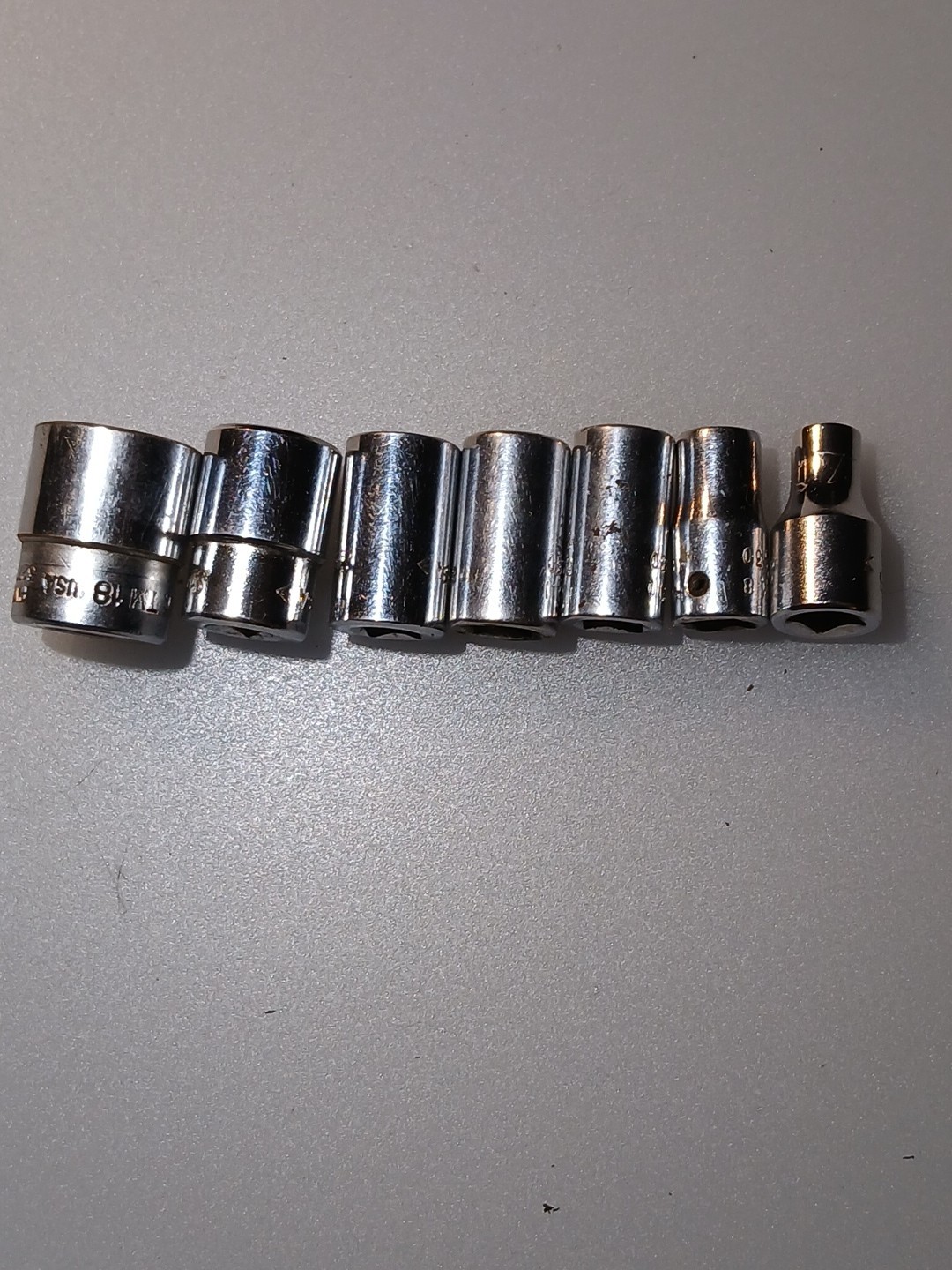 7pc Snap On 1/4 Dr Sae Set Standard Chrome Short 6pt 3/16-7/16 Flank Drive