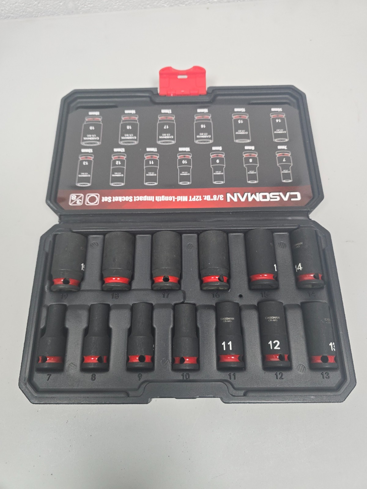 3/8-Inch Drive 12 Point Metric Semi-Deep Impact Socket Set, 13-Piece Mid-Length