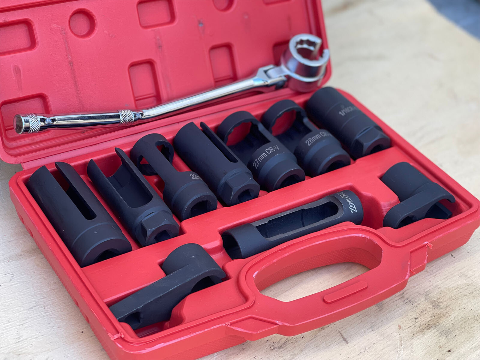 11pcs Oxygen Sensor Sockets Set & 22mm Wrench Vacuum PVS Injector Removal Tool