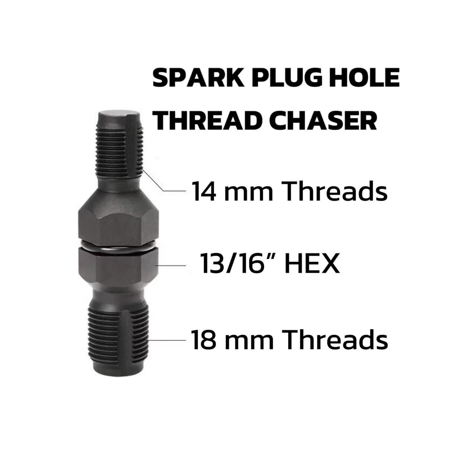 2 Pack Spark Plug Thread Chaser, Black Steel Automotive Tool with 13/16″ Hex…