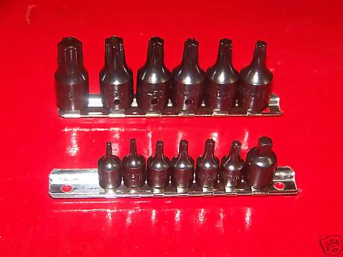 15 pcs Air Impact Tamper Proof Star Bit Socket set 1/4″ & 3/8″ Dr Torx Sockets