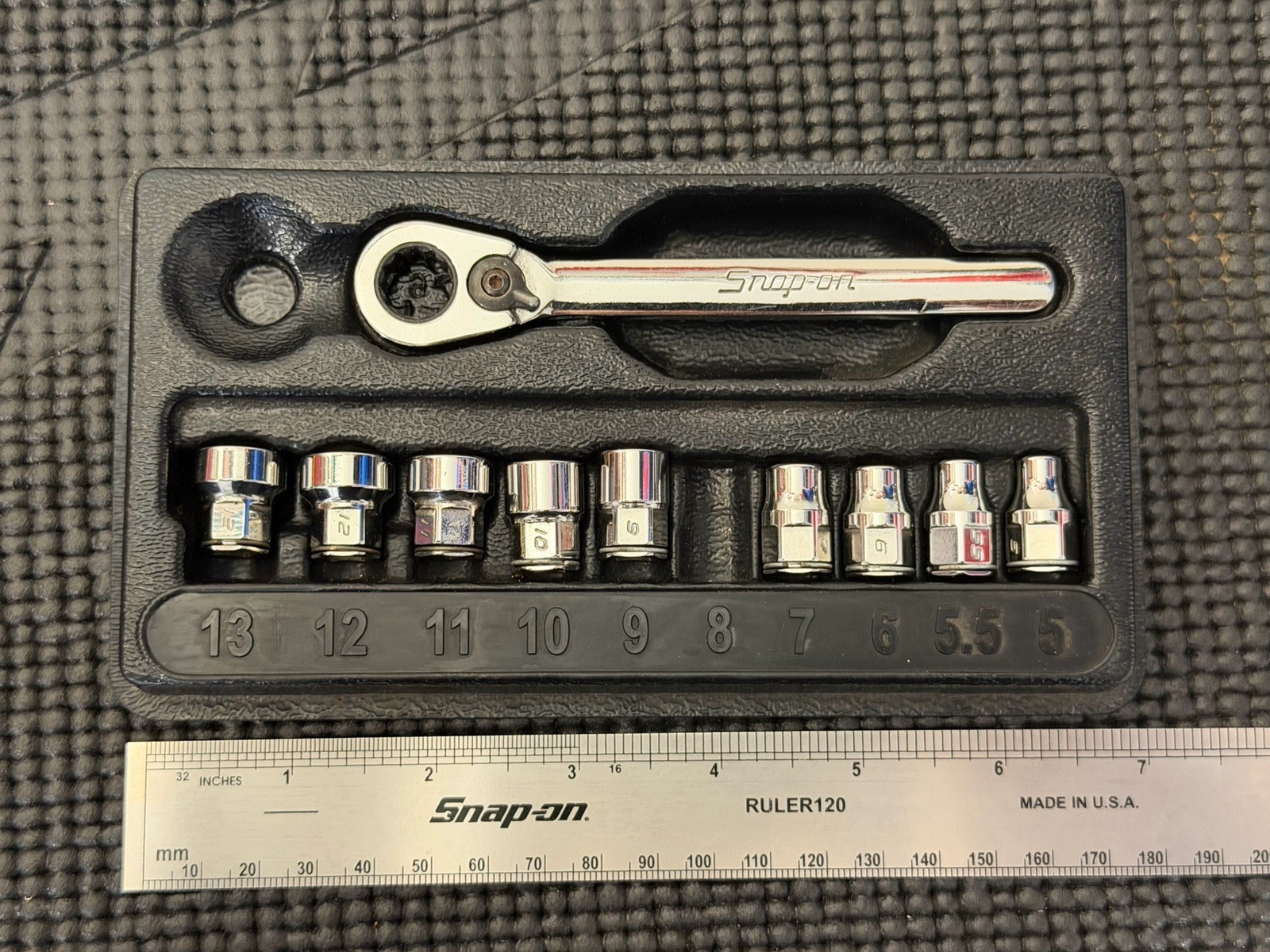 Snap-On 10 of 12PC 1/4″ Low Profile Drive Socket Ratchet Set USA🇺🇸 – 112RTSMA