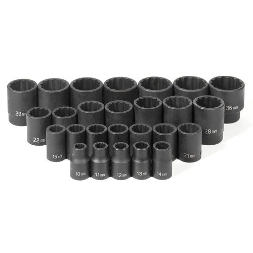 Grey Pneumatic 1726M Metric Socket Set, 1/2″ Drive, 12-Point, 26-Pieces