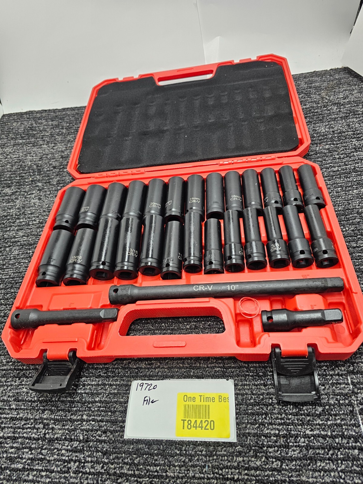 Drive Deep Impact 29 Piece Socket CR-V Extension Bar SAE Metric Black Red Case