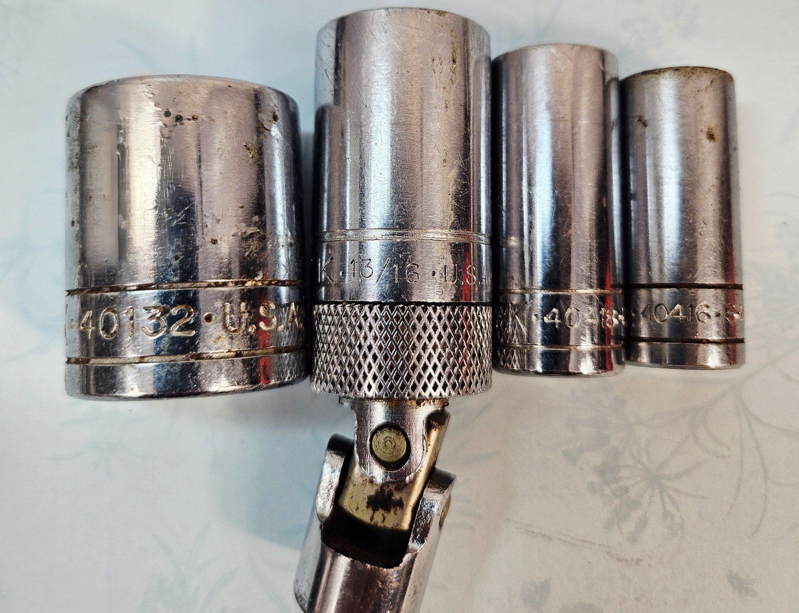 Mixed Lot Of 4 Vintage S-K Sockets Made In USA- 1- 1/2″ and 3 – 3/8″ Drives
