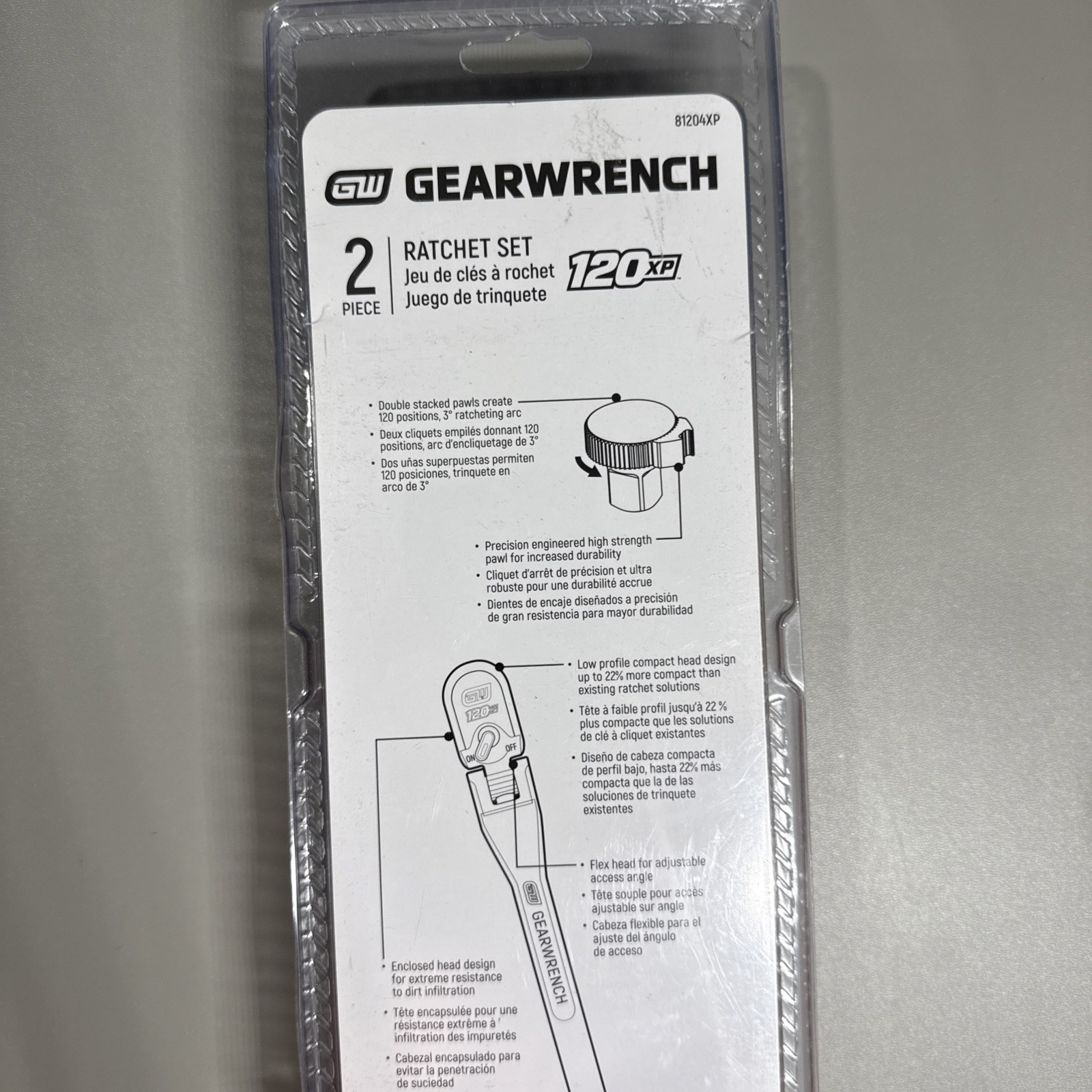 GEARWRENCH 2 Piece Ratchet’s 1/4″ and 3/8″ Drive 120XP Dual Material Flex Head