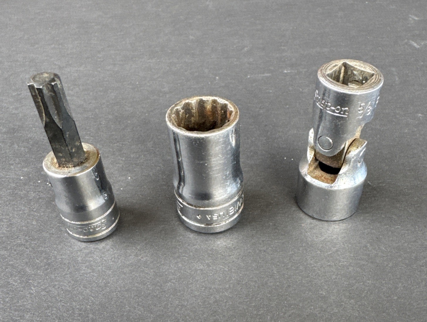 Snap On Tools Assorted Sockets 9/16” / 5/8” Flex / Torx Or Hex