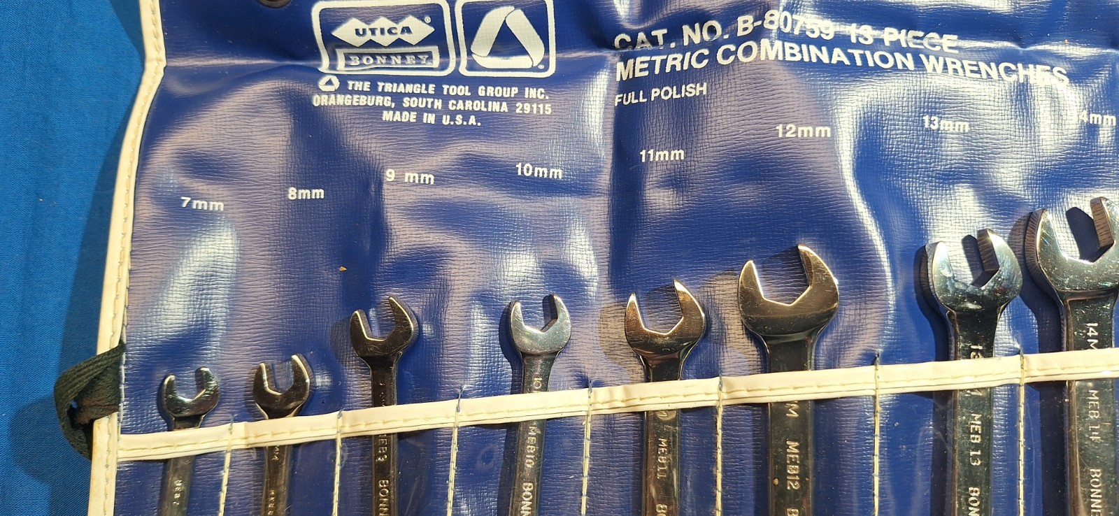 Bonney -80759 13 piece short Metric Combination wrench set full polish 7mm-19mm