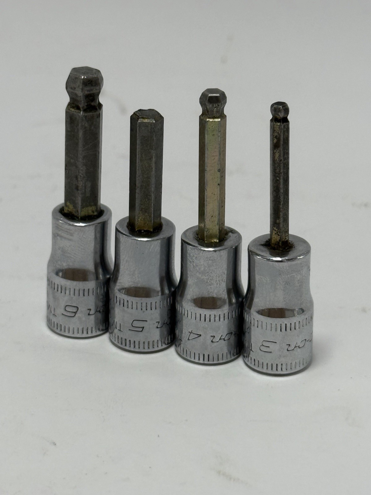 Snap On 1/4 Drive Metric Hex Ball Head Sockets 3, 4, 5, 6mm