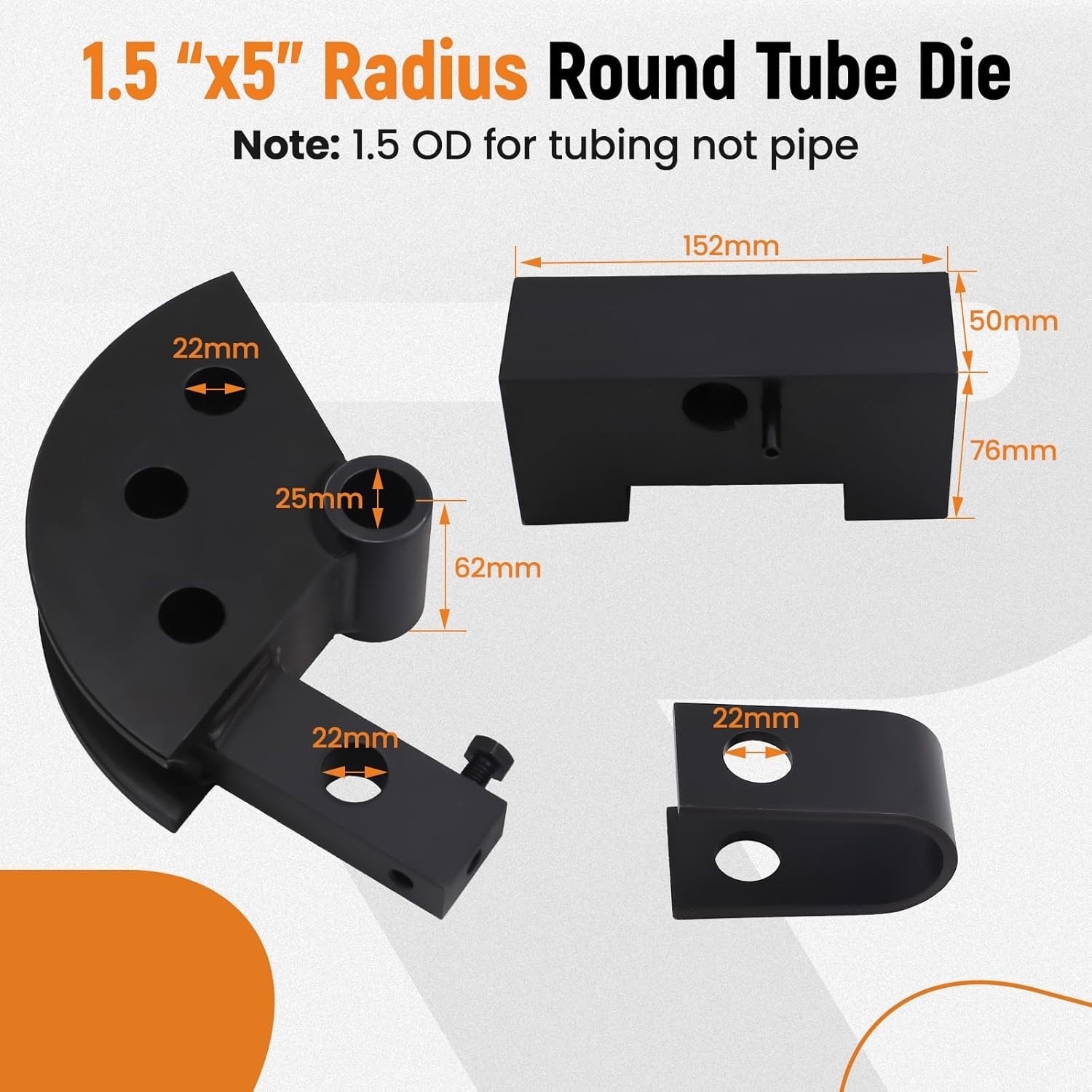 Round Tube Bender Die For Wfb2 Tubing Bender 1.5″ X 5″ 120 Degree Radius