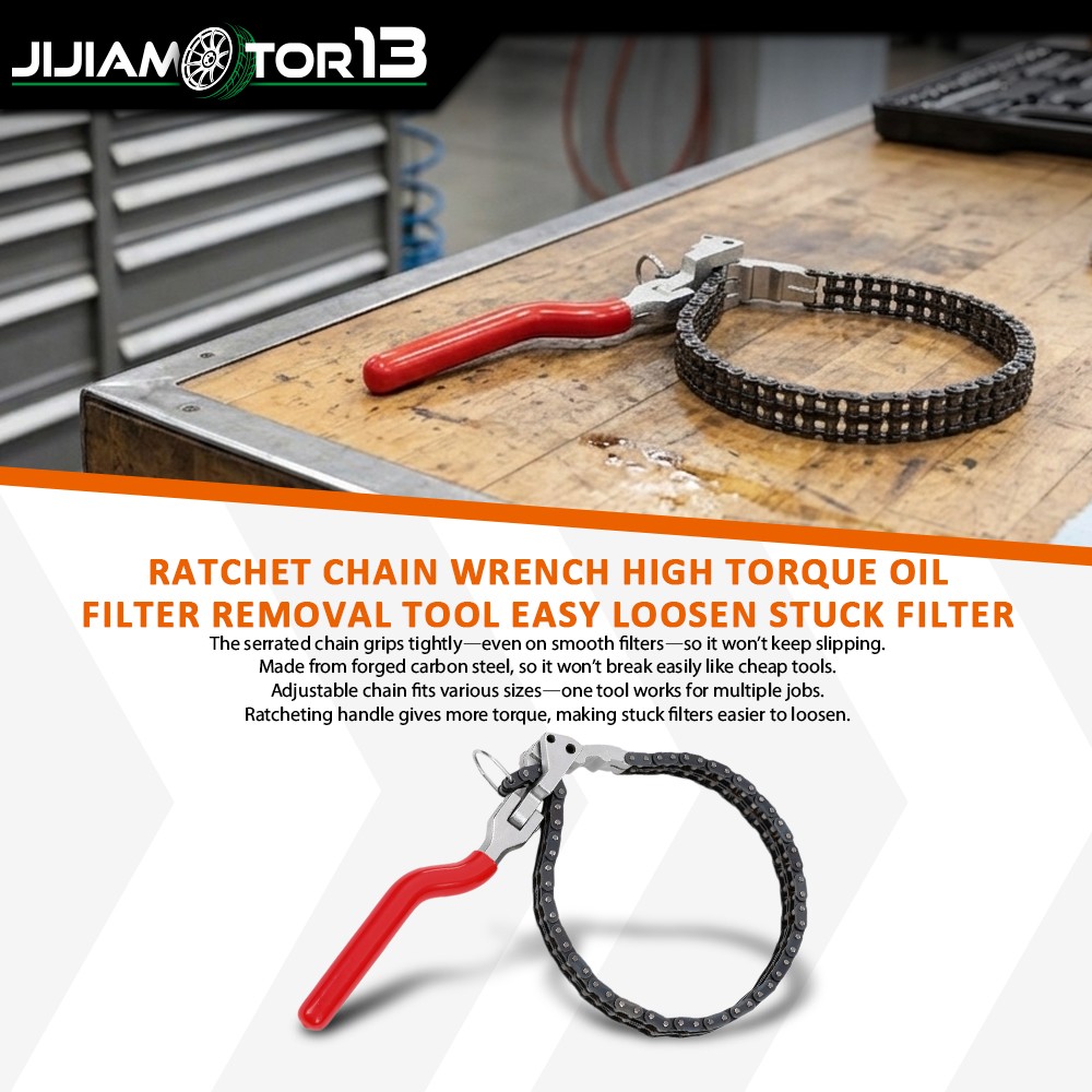 Heavy-Duty Ratcheting Chain Wrench Oil Filter Change Pipe Fittings 60-160mm