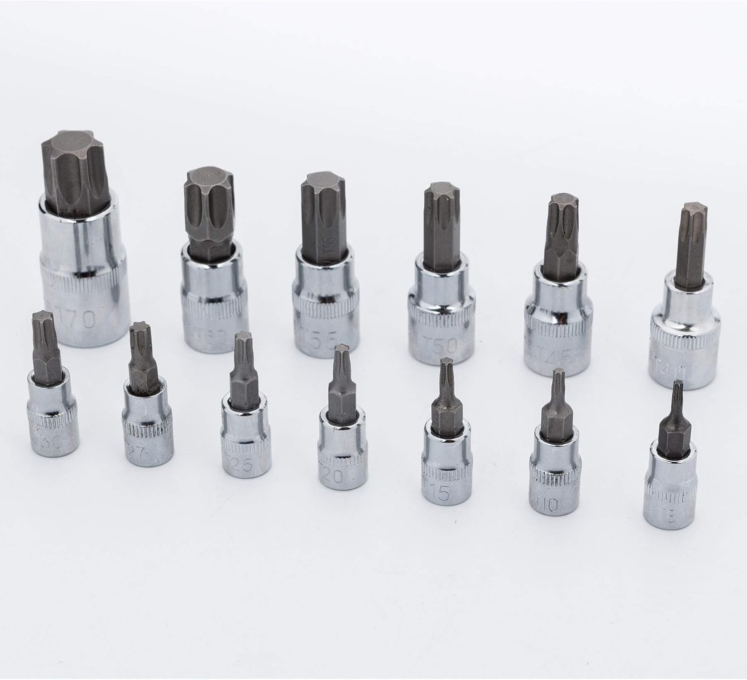 Torx Bit Socket Set 13pcs 3/8″ Dr. T8 – T70 E Star Premium S2 Alloy One Size