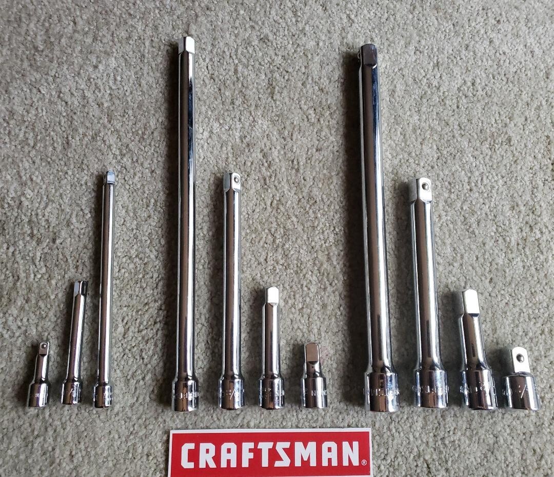CRAFTSMAN 11 PC 1/4 3/8 1/2 RATCHET WRENCH SOCKET EXTENSION SET