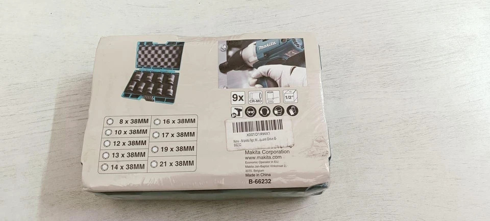 Makita 9pc Metric Impact Socket Set 1/2″ Square Drive B-66232 + Free Shipping