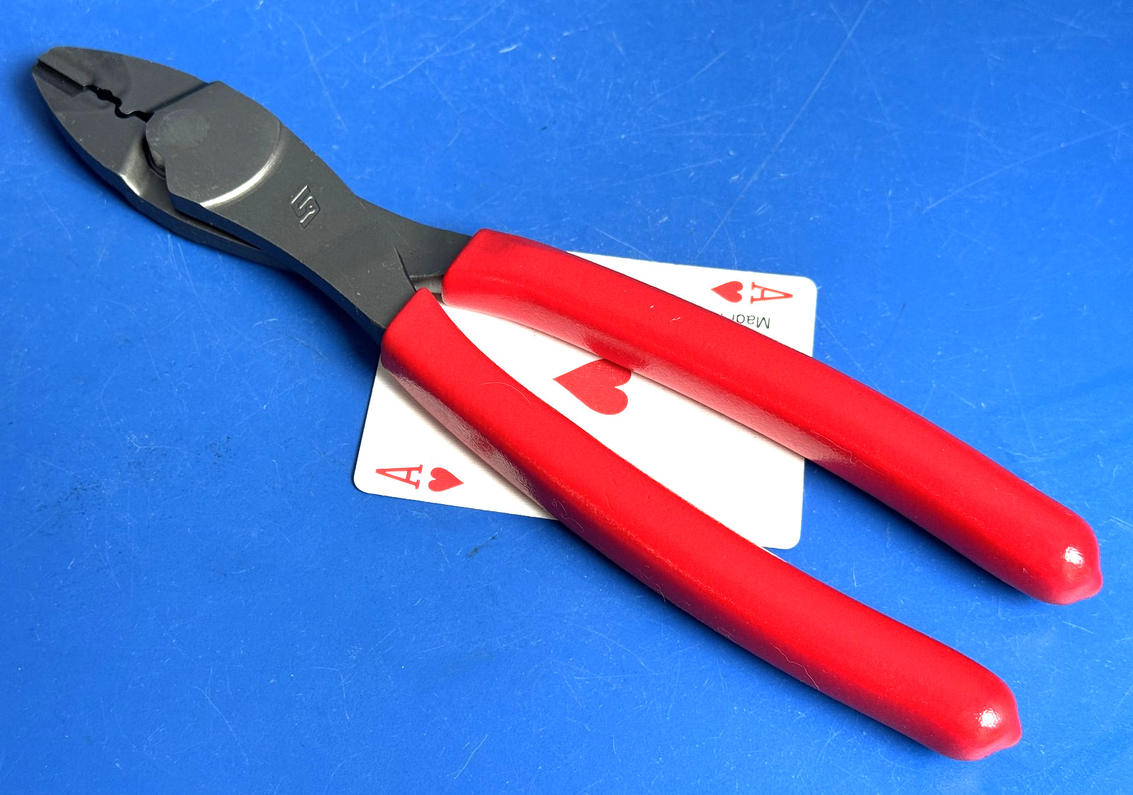 Snap-on 9″ Red Cushion Grip Wire Terminal Crimping Cutter tool Pliers 29ACF NEW