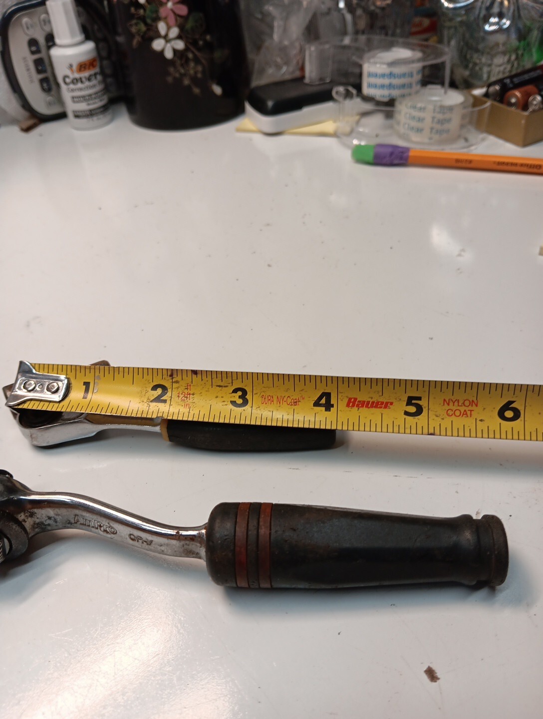 2 Vintage Ratchets,1/4 Drive Ampro C-rv ,no Name On The Other ,like A Nut Drive